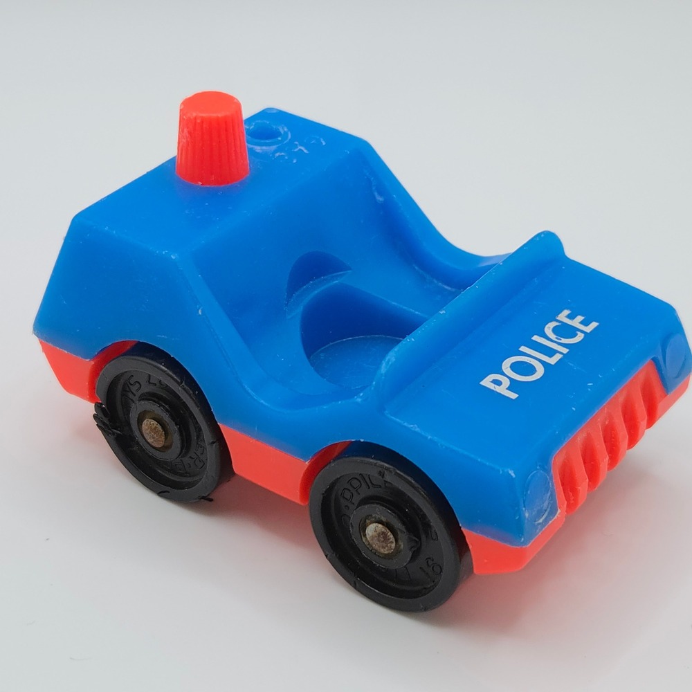 Vintage Fisher-Price Little People Police Car Blue Red Plastic Toy Vehicle